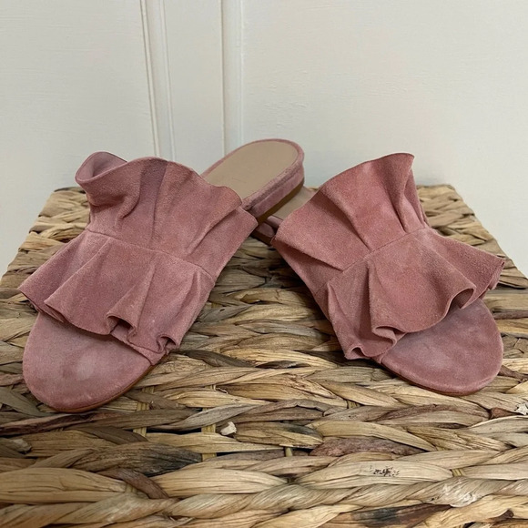 Able Villanueva Desert Rose Ruffle Suede Slide. Size 7.5. NWOB. - Picture 4 of 7